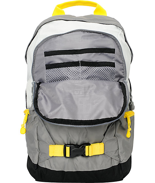 grey and yellow backpack