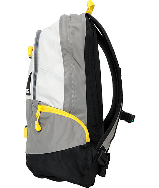 grey and yellow backpack