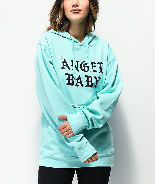 black and light blue hoodie