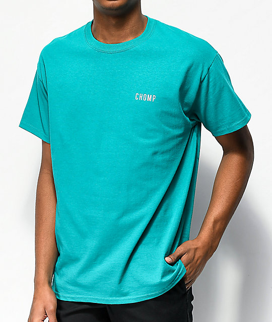 teal and pink graphic tee
