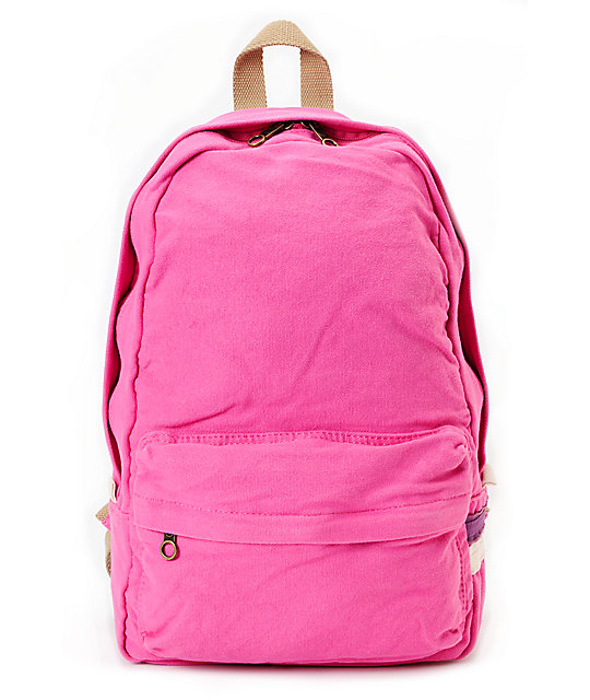 pink company backpack