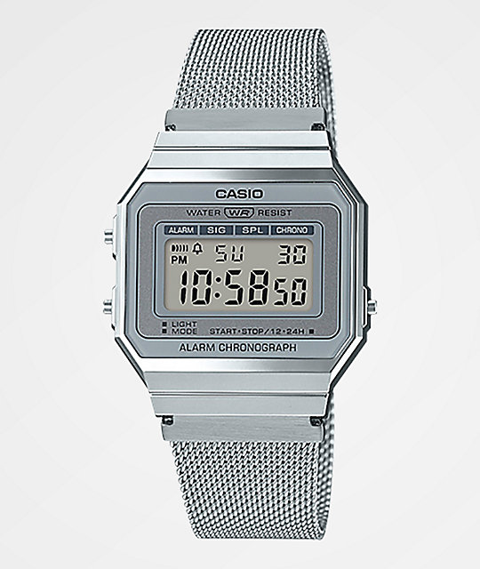 silver digital watch