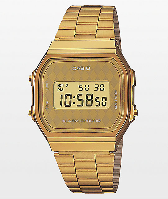 Casio Vintage Gold Diamond Face Digital Watch | Zumiez