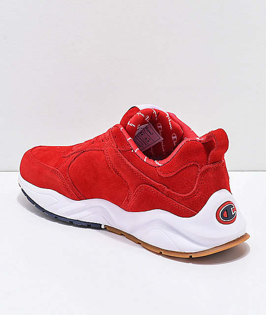 Champion 93 Eighteen Big C Scarlet & White Suede Shoes Champion 93 Eighteen Big C Scarlet & White Suede Shoes