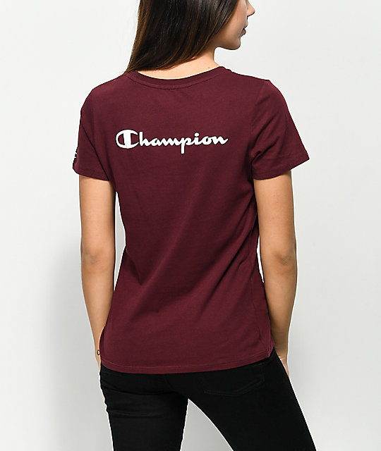 maroon champion t shirt