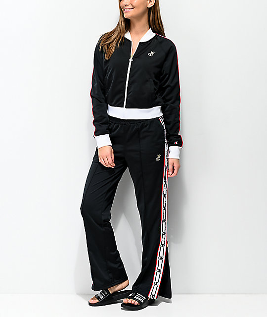 champion black & red taping track jacket