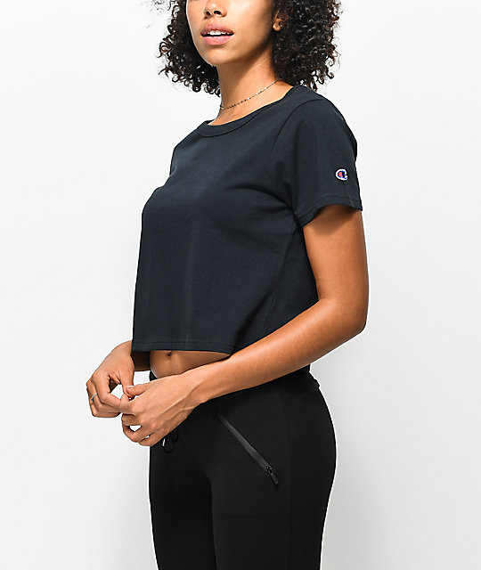 black cropped champion shirt