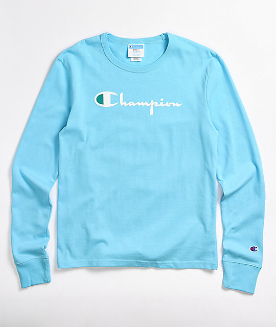 light blue champion shirt long sleeve