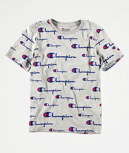 champion shirt with logo all over