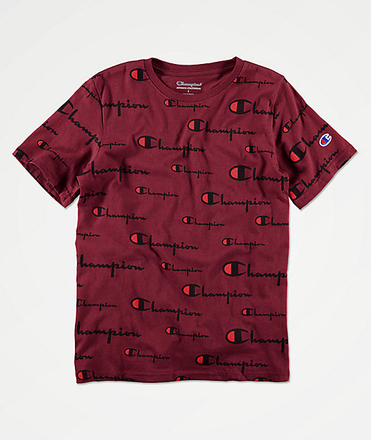 boys red champion shirt