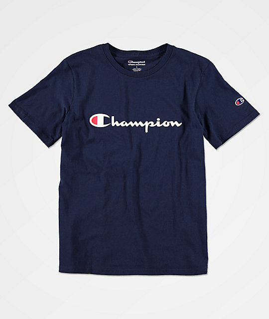 champion t shirt navy blue