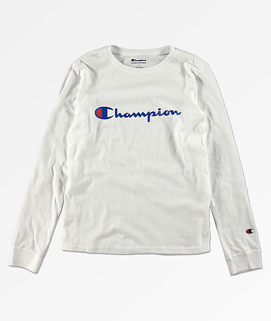 champion white long sleeve shirt