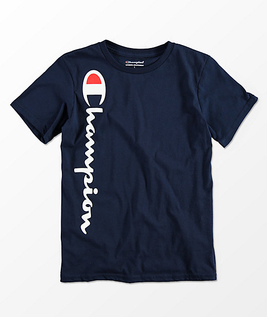 Champion Boys Vertical Script Navy T-Shirt | Zumiez.ca