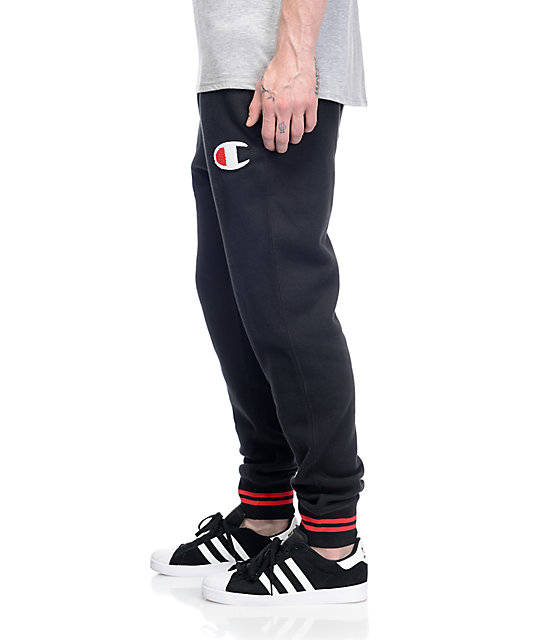 Champion Colorblock Black & Red Jogger Pants | Zumiez