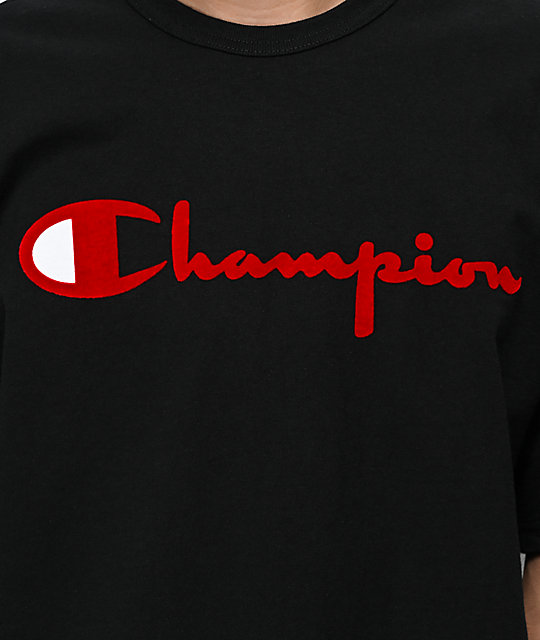 champion black logo t shirt
