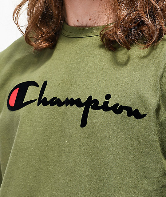champion t shirt mens olive