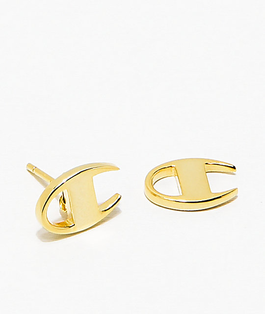 Champion Gold Stud Earrings Zumiez Champion Gold Stud Earrings