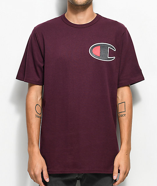 champion t shirt maroon