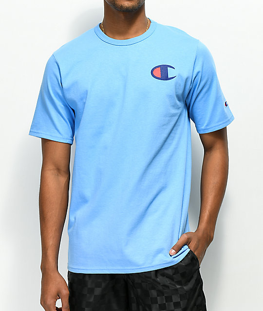 swiss blue champion t shirt