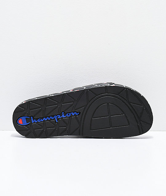 Champion IPO Repeat Black Slide Sandals | Zumiez