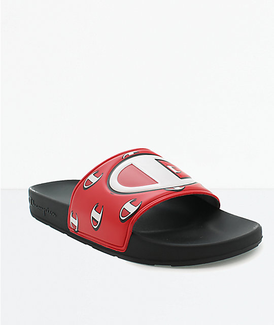 champion ipo repeat red slide sandals