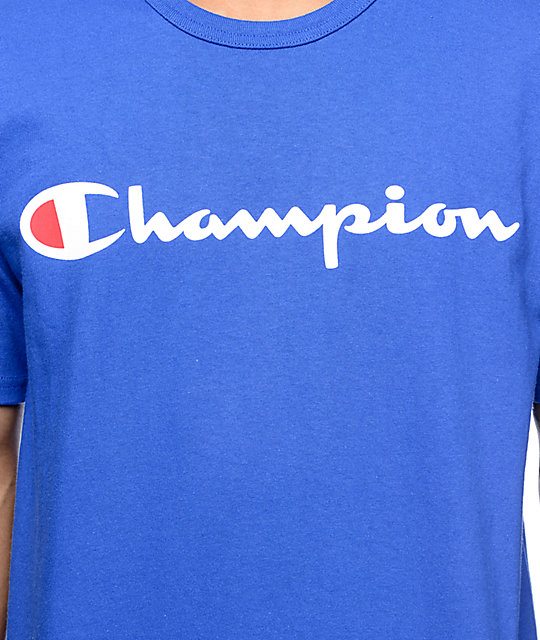 Champion Logo Blue T-Shirt | Zumiez