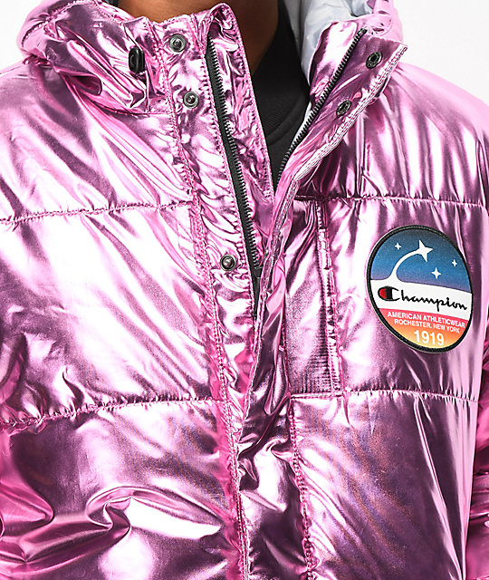 champion puffer jacket pink