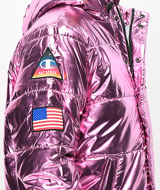 pink champion bubble coat