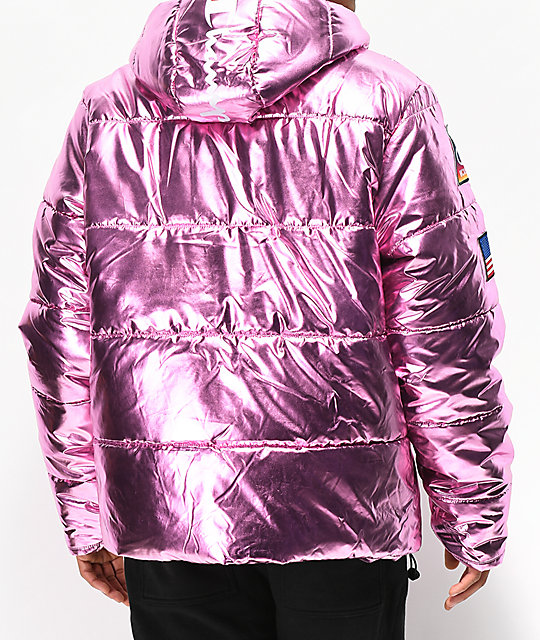 champion metallic puffer jacket purple