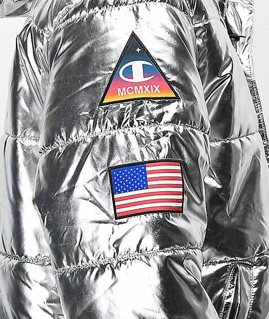 champion bubble jacket metallic