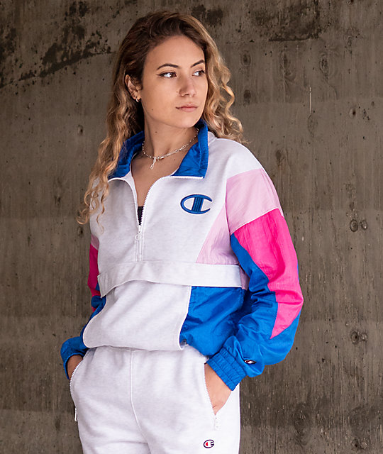 champion windbreaker womens blue