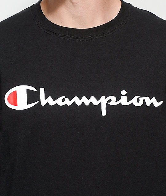 Champion Patriotic Script Black Long Sleeve T-Shirt | Zumiez