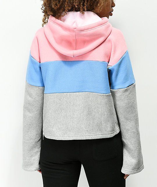 champion light blue reverse weave cropped hoodie