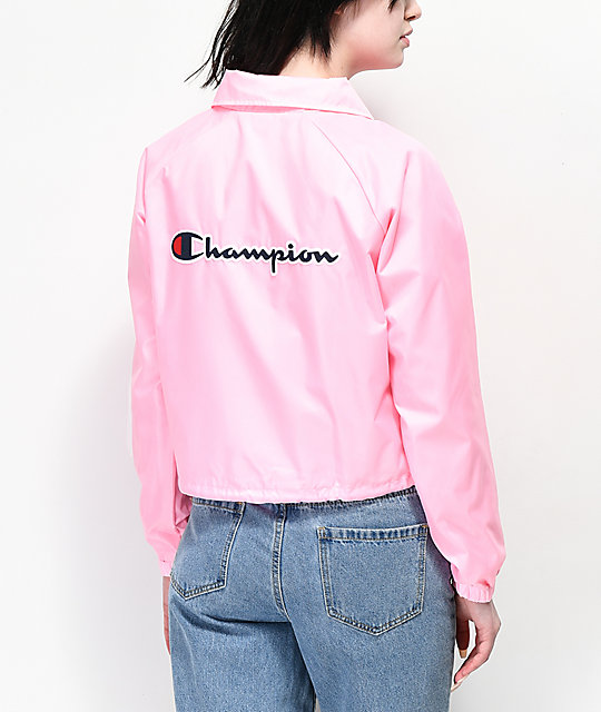 champion windbreaker pink