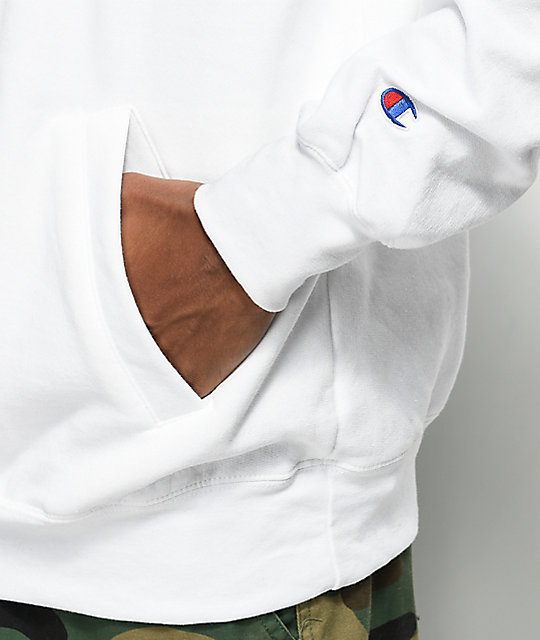 champion powerblend hoodie white