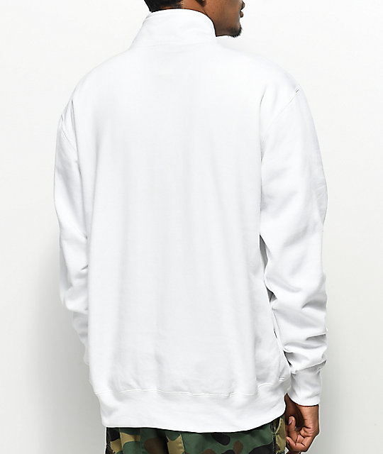 Champion Powerblend Quarter Zip White Fleece Sweatshirt | Zumiez