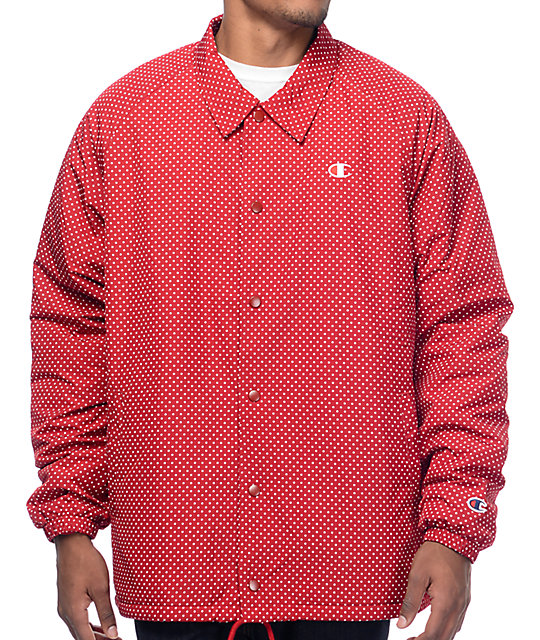 champion coach jacket red