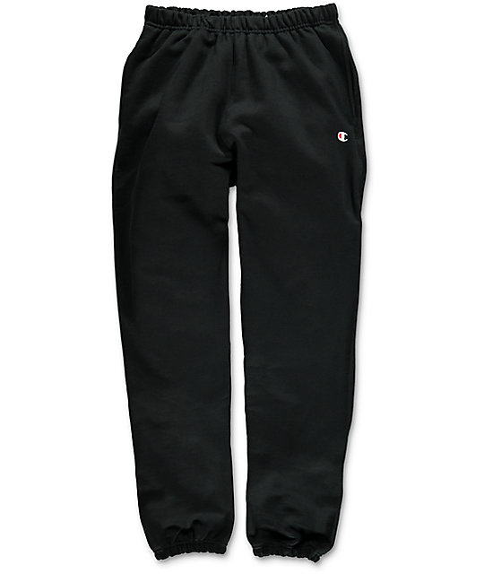 Champion Reverse Weave Banded Bottom Black Sweatpants | Zumiez