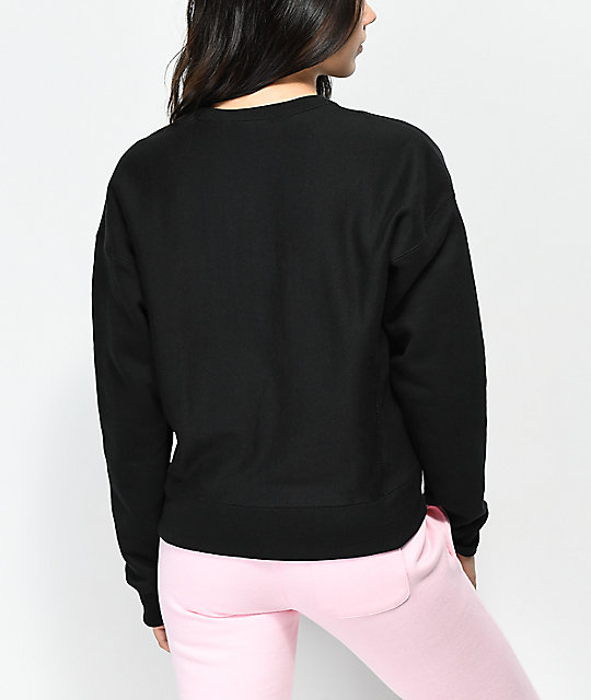 plain black crew neck sweatshirt women's