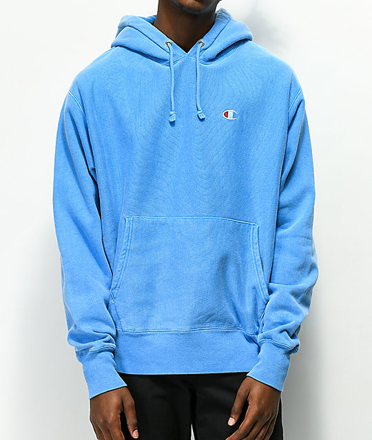 light blue champion hoodie men's