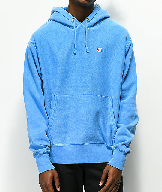blue mylar champion hoodie