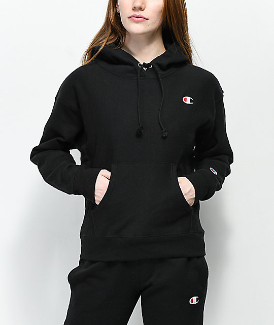 Champion Reverse Weave C Logo Black Hoodie Zumiez Ca