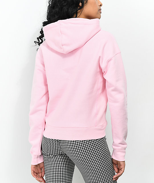 pink champion hoodie reverse weave