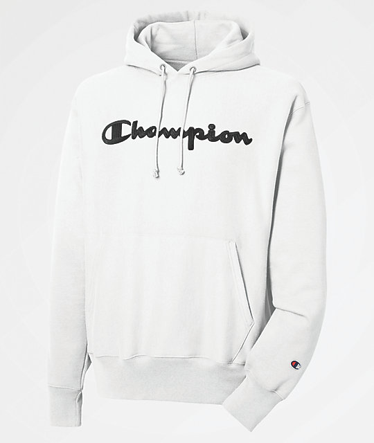 white and black champion sweater