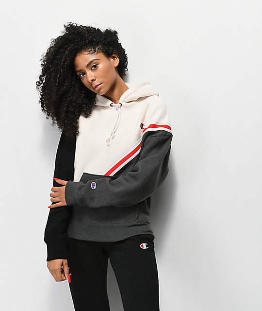 champion diagonal logo hoodie