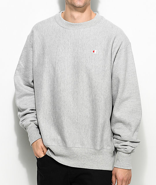 Champion Reverse Weave Grey Crew Neck Sweatshirt | Zumiez