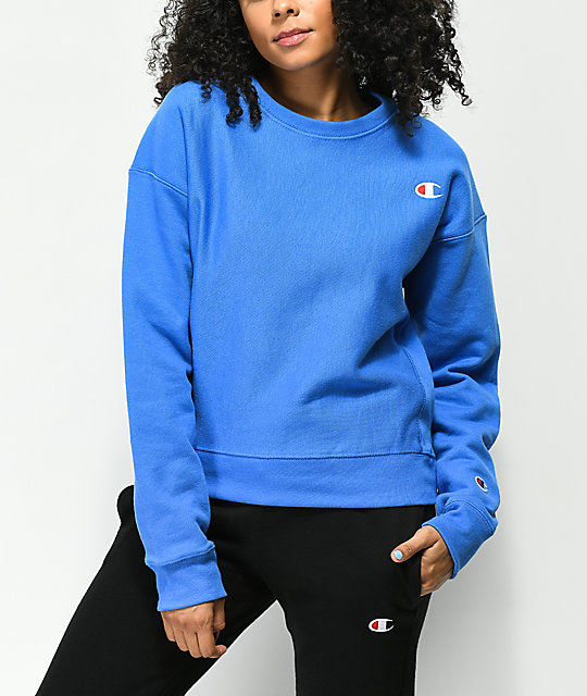 Download Champion Reverse Weave Groove Blue Crew Neck Sweatshirt ...