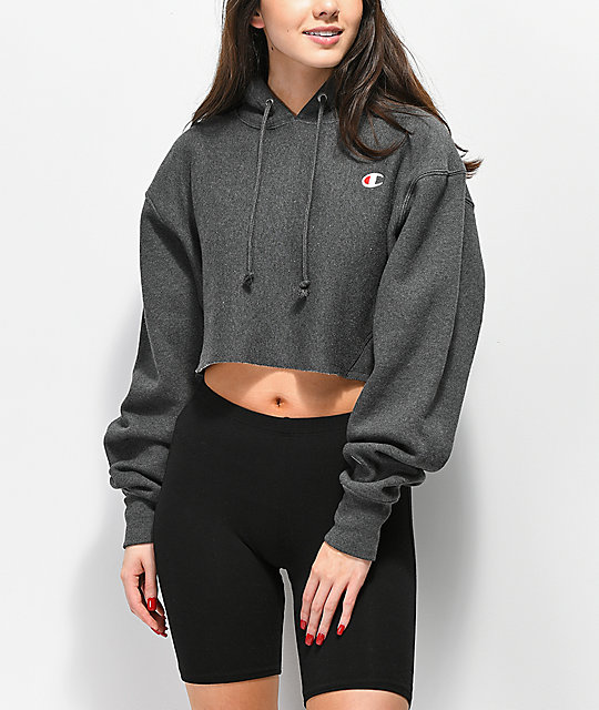 champion grey cropped sweatshirt