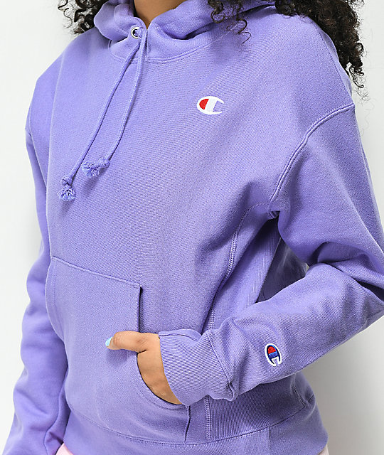 lilac reverse weave pullover sweatshirt 