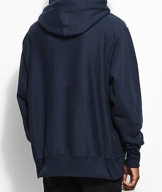 navy champion hoodie reverse weave